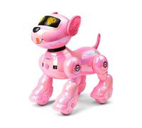 VATOS Chien Robot Interactif Rose Enfants - 17 Fonctions, Programmable, Danse & Musique, Télécommande, 2 Batteries Rechargeables - Jouet Intelligents
