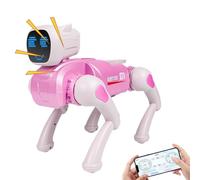 Chien robot, jouet contrôlé par l'application télécommandée, figurine chiot de cascades à LED, 2,4 g de PET mécanique intelligent, dialogue vocal chien électronique programmable | Cadeau interactif