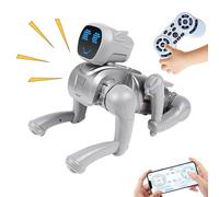 Chien robotique interactif - Jouet éducatif à activation vocale, animal de compagnie intelligent qui marche, mouvements réalistes, effets sonores amusants, fonctions lumineuses | Idéal pour