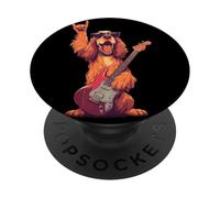 Chien Rock Amusant Jouant de la Guitare au Design rétro PopSockets PopGrip Adhésif