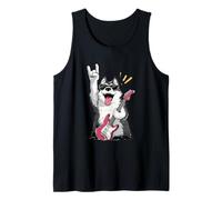 Chien Rock Cool Jouant de la Guitare Husky Funny Pet Design Débardeur