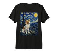 Chien Russe Van Gogh Nuit étoilée T-Shirt Haut de Gamme