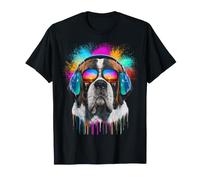 Chien Saint Bernard avec Casque et Lunettes de Soleil Art T-Shirt