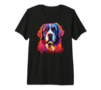 Chien Saint-Bernard coloré Aquarelle T-Shirt Haut de Gamme