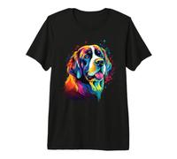Chien Saint-Bernard coloré Aquarelle T-Shirt Haut de Gamme