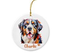 Chien Saint-Bernard Décoration De Noël À Suspendre avec Ficelle Dorée Sapin Décoration D'Ornement De Noël Céramique Christmas Hanging
