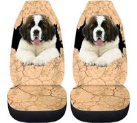 Chien Saint-Bernard Fissure dans Un Mur Chien De Compagnie Housses pour Siège Lot De 2 Avant Housses De Siège De Voiture Amovible Housse De Sieges Voitures pour SUV Camions Voitures