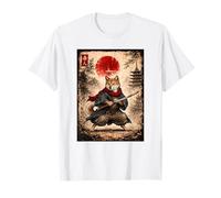 Chien Samouraï | Soleil Rétro Guerrier Shiba Inu Japonais T-Shirt
