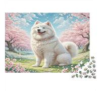 Chien samoyède Puzzles pour Adultes 1000 Teile Jeu Éducatif Jouets Défi Artisanat Cadeau Famille Home Decor pour Adultes Et Enfants À Partir De 14 Ans 1000pcs (75x50cm)