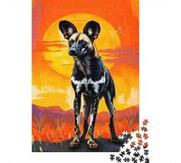 Chien Sauvage Africain Puzzle pour Adultes Puzzle 1000 Pièces Scène de Coucher de Soleil Coffret Puzzle 1000 Pièces Détente Décoration Cadeau 70x50cm/1000pcs