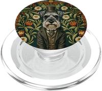 Chien Schnauzer Dapper Portrait Floral Victorien PopSockets PopGrip pour MagSafe