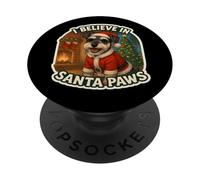 Chien Schnauzer Miniature I Believe in Santa Paws PopSockets PopGrip Adhésif