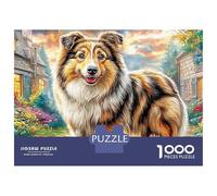 Chien Sheltie 1000 Pieces Recycled Board Collie Maison Puzzles for Adults Mindfulness Activity Full Size Poster Collector's Box 52x38cm/1000pcs