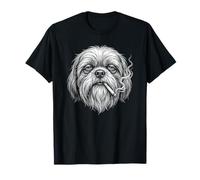 Chien Shih Tzu drôle fumant Une Cigarette Brainrot Meme Dad T-Shirt