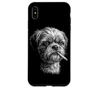 Chien Shih Tzu fumant Une Cigarette, mème Amusant pour Chien Vintage Coque pour iPhone XS Max