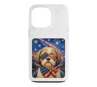 Chien Shih Tzu Portant des Lunettes Drapeau américain Coque pour iPhone 13 Pro