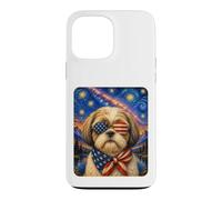 Chien Shih Tzu Portant des Lunettes Drapeau américain Coque pour iPhone 13 Pro Max
