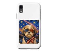 Chien Shih Tzu Portant des Lunettes Drapeau américain Coque pour iPhone XR