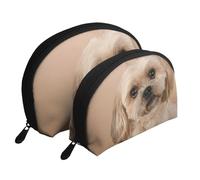 Chien Shitzu Mignon, Trousse de Maquillage Coquille Femme Petit Porte-Monnaie Trousse de Toilette Trousse à cosmétiques 2 pièces