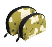 Chien Silhouette Ouest Highland Animal Ouest, Trousse de Maquillage Coquille Femme Petit Porte-Monnaie Trousse de Toilette Trousse à cosmétiques 2 pièces