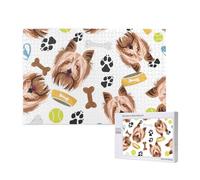 Chien Souriant Yorkshire Terrier,Puzzle Familial en Bois de 1 000 pièces pour Adultes et Adolescents, décoration d'intérieur