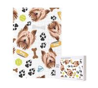 Chien Souriant Yorkshire Terrier,Puzzle Familial en Bois de 300 pièces pour Adultes et Adolescents
