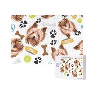 Chien Souriant Yorkshire Terrier,Puzzle Familial en Bois de 300 pièces pour Adultes et Adolescents, décoration d'intérieur