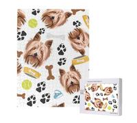 Chien Souriant Yorkshire Terrier,Puzzle Familial en Bois de 500 pièces pour Adultes et Adolescents