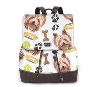 Chien souriant Yorkshire Terrier,Sac à dos imperméable pour femme, sac à dos de voyage léger en cuir PU tendance