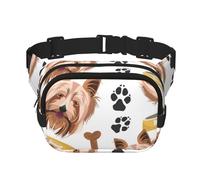 Chien Souriant Yorkshire Terrier,Sac Banane carré Double Couche, Sac de Poitrine