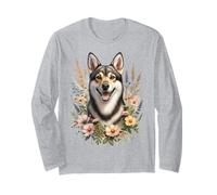 Chien suédois Vallhund Fleurs sauvages d'été Manche Longue