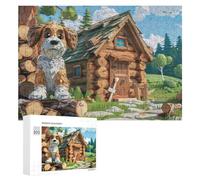 Chien sur Rocher avec Cascade de Montagne Puzzle 300 Pièces pour Adultes Jeu De Détente Endurance Mentale Cadeau pour Longues Soirées 300 PCS