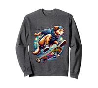 Chien sur skateboard Cool Street Oeuvre d'art Sweatshirt