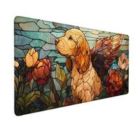 Chien Tapis de Souris XXL 80x30cm, Tapis Souris Animal sous Main Bureau avec Bords Cousus, Imperméable Mouse Pad Base en Caoutchouc Antidérapant Surface pour Gamer, PC, Cadeau Femme -lsy2603NK