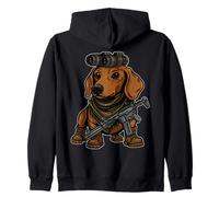 Chien Teckel avec NVG Drôle de Tactique Wiener Militaire Sweat à Capuche