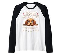 Chien teckel en forme de cœur Cadeau amusant Chiot Wiener Manche Raglan