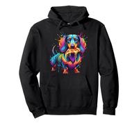 Chien Teckel Mangeant Pizza coloré Wiener Dog Illustration Sweat à Capuche