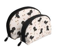 Chien Teckel, Trousse de Maquillage Coquille Femme Petit Porte-Monnaie Trousse de Toilette Trousse à cosmétiques 2 pièces