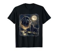 Chien Terre-Neuve Hurlant à la Lune Vintage années 90 T-Shirt