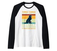 Chien Terre-Neuve Retro - Famille, Liberté, et Mon Ours Noir Manche Raglan