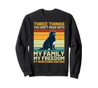 Chien Terre-Neuve Retro - Famille, Liberté, et Mon Ours Noir Sweatshirt