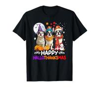 Chien Terrier de Boston Bonjour Thanksgiving Halloween Thanksgiving T-Shirt