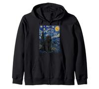 Chien Terrier Russe Noir Van Gogh Nuit étoilée Sweat à Capuche