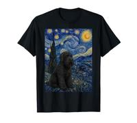 Chien Terrier Russe Noir Van Gogh Nuit étoilée T-Shirt