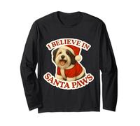 Chien Terrier tibétain I Believe in Santa Paws Merry Christmas Manche Longue