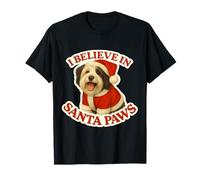 Chien Terrier tibétain I Believe in Santa Paws Merry Christmas T-Shirt
