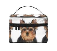Chien Un Chiot du Yorkshire Terrier Se Trouve sur Un Petit Yorkie Blanc Adorable, Trousse de Maquillage Trousse à cosmétiques Trousse de Toilette de Voyage Portable Trousse à Crayons