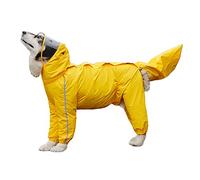 Chien Veste de Pluie Imperméable Coupe-Vent Poncho à Capuche avec Capuchon à Bord Transparent,Réglable Manteau Couverture complète 4 Pieds pour Chiot Vêtements pour Petits Chiens Jaune 11XL