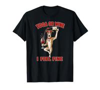 Chien Whippet Yoga Or Wine I Feel Fine - DIGOR Funny T-Shirt Graphique avec Valeur