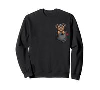 Chien Yorkshire Terrier dans Une Poche Qui Regarde Un Chiot Mignon Sweatshirt